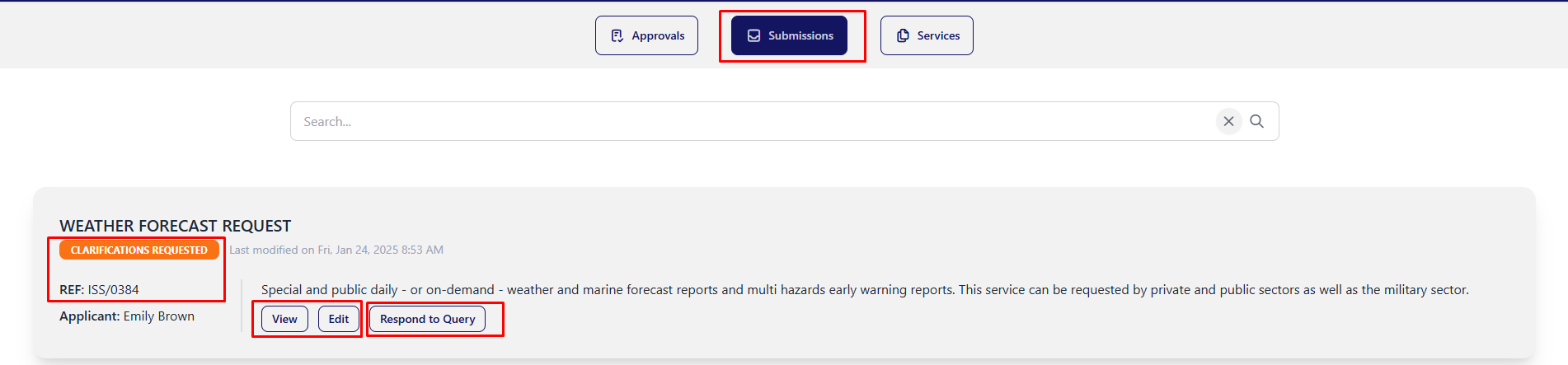 clarifications request